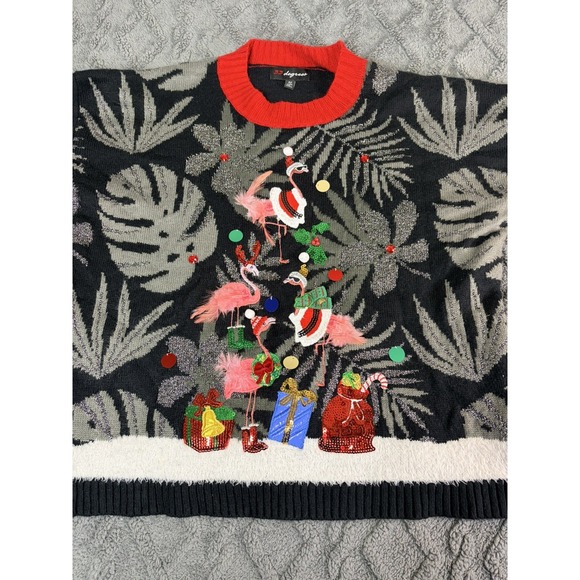 33 Degrees Sweaters - 33 Degrees Flamingo Ugly Christmas Sweater Women's Size XL Festive Office